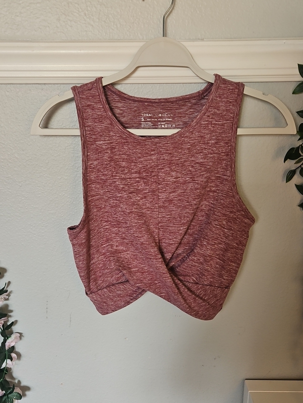 Yogalicious Heathered Mauve Twist-Front Tank